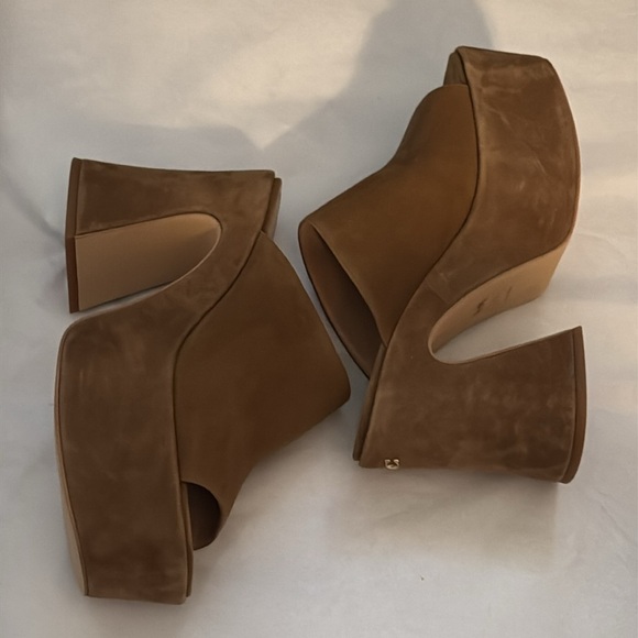 COACH Bobi suede slip on platform open square toe sandals Sz 8 1/2 - Picture 9 of 16